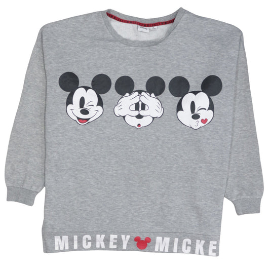 Disney Women's Grey Mickey Mouse Pullover Sweatshirt Size M