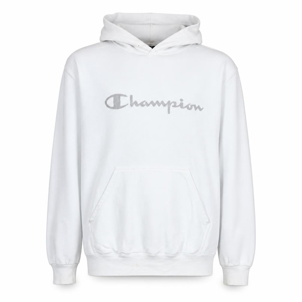 Champion Men's White Pullover Hoodie L Logo Sportswear