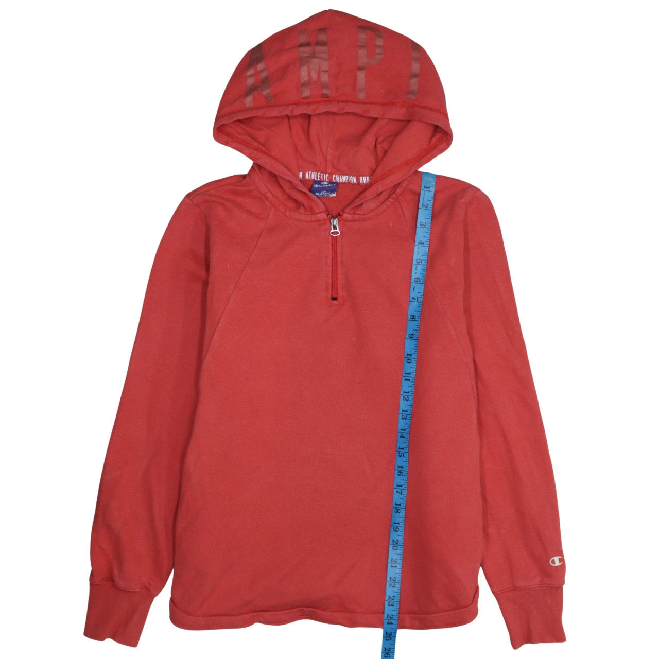 Champion Womens Red XL 1/2 Zip Hoodie Cotton Blend Casual Wear