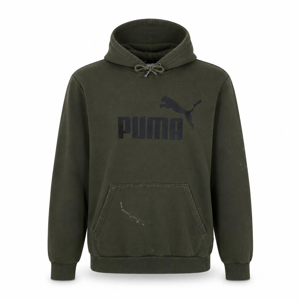 Puma Men's Green Pullover Hoodie M Logo Fleece Sweatshirt
