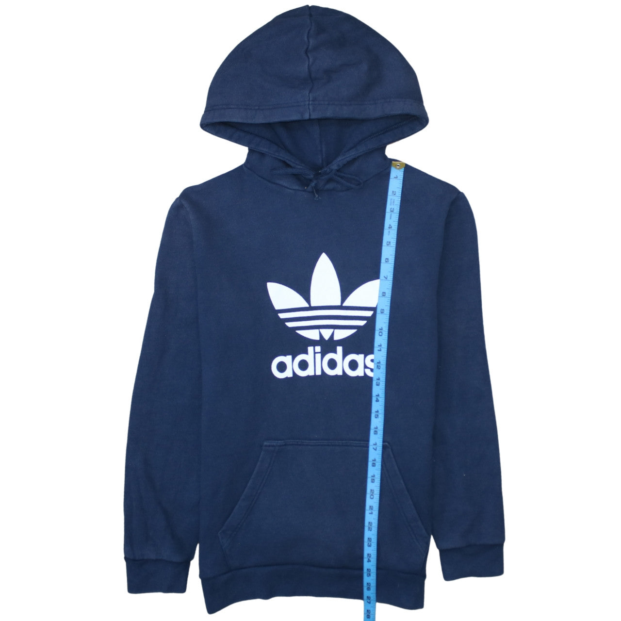 adidas Men's Blue Pullover Hoodie S Logo Fleece Sweatshirt