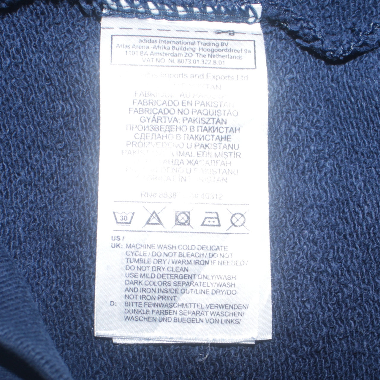 adidas Men's Blue Pullover Hoodie S Logo Fleece Sweatshirt