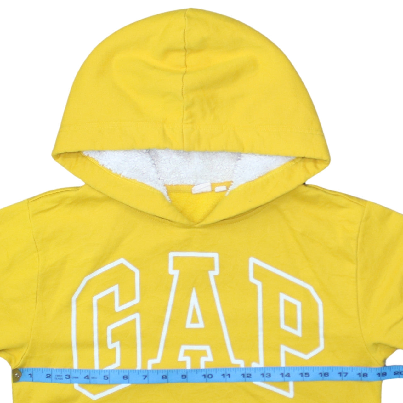 GAP Womens Yellow Pullover Hoodie Small Cotton Blend Logo Casual