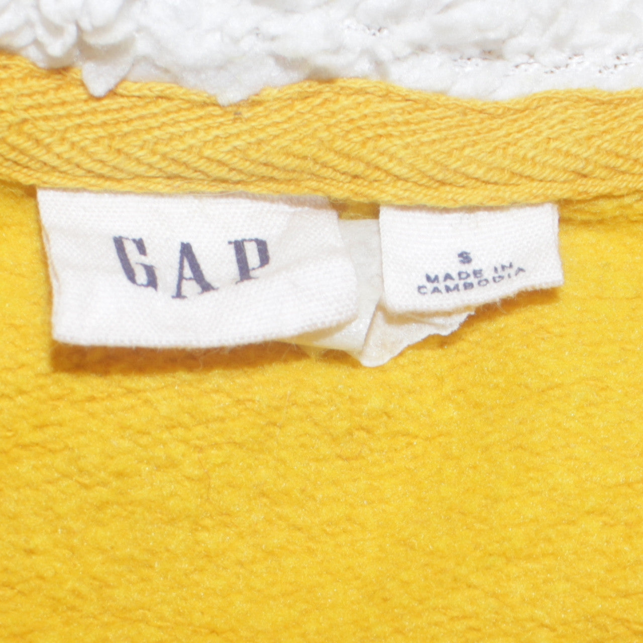 GAP Womens Yellow Pullover Hoodie Small Cotton Blend Logo Casual