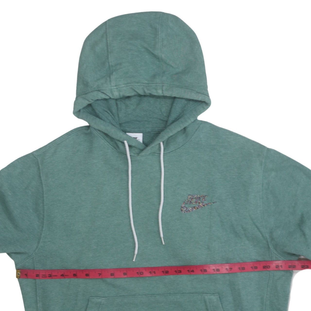 Nike Women Green Small Pullover Hoodie 80% Cotton Logo Front