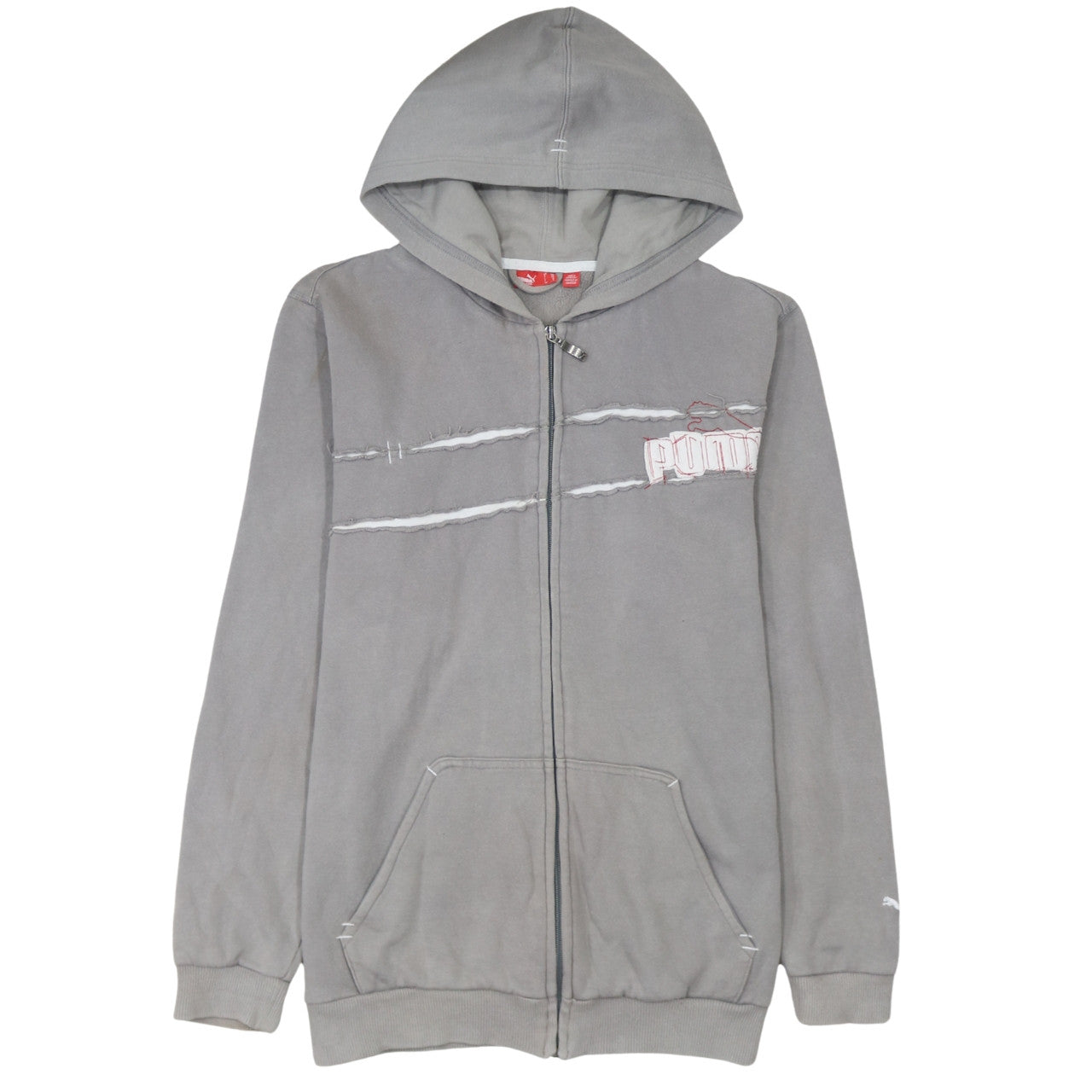 Puma Boys Grey Full Zip Hoodie XL 16 Years Cotton Blend Casual Sportswear