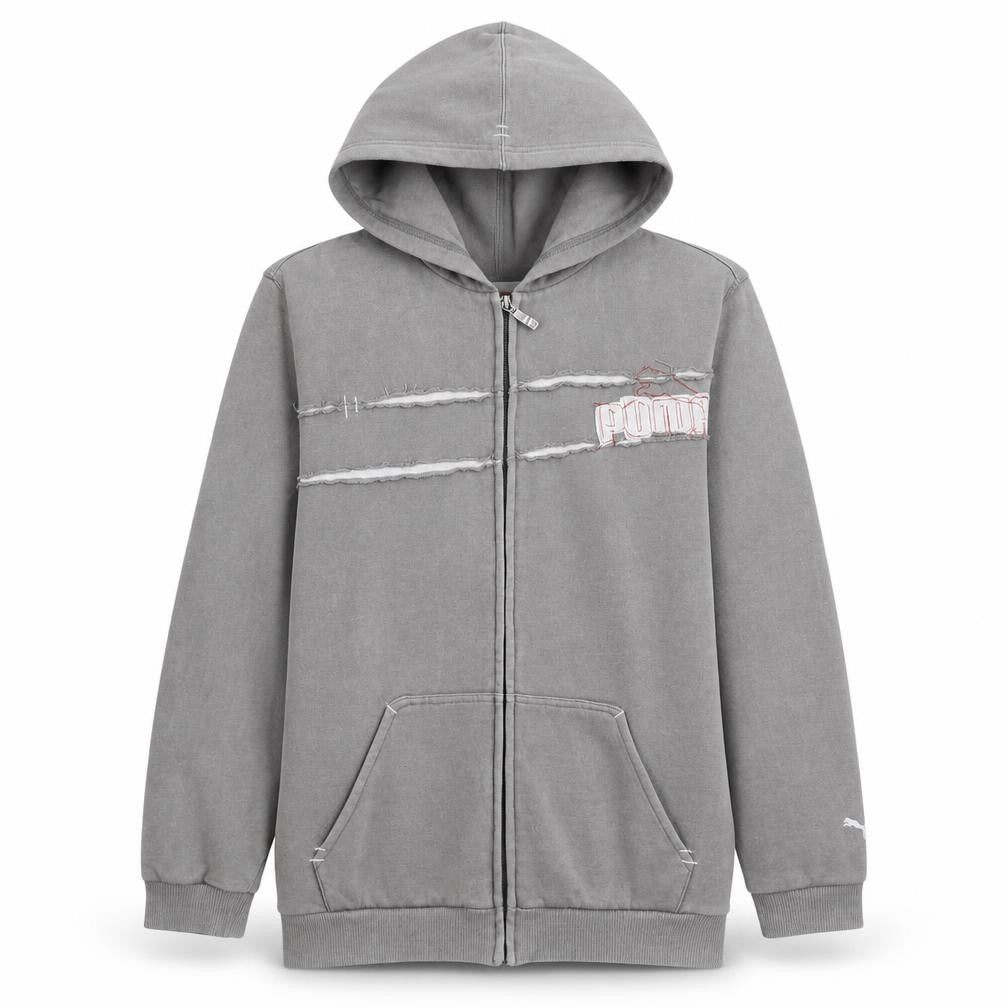 Puma Boys Grey Full Zip Hoodie XL 16 Years Cotton Blend Casual Sportswear
