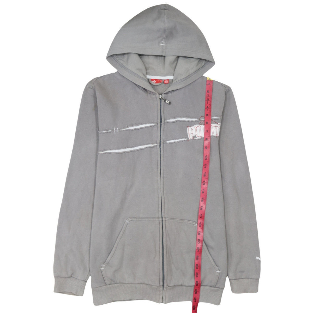 Puma Boys Grey Full Zip Hoodie XL 16 Years Cotton Blend Casual Sportswear