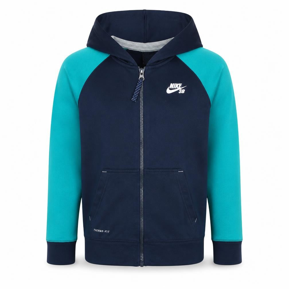 Nike SB Boys Blue Full Zip Hoodie 10-12 Years Thermal Fit Casual