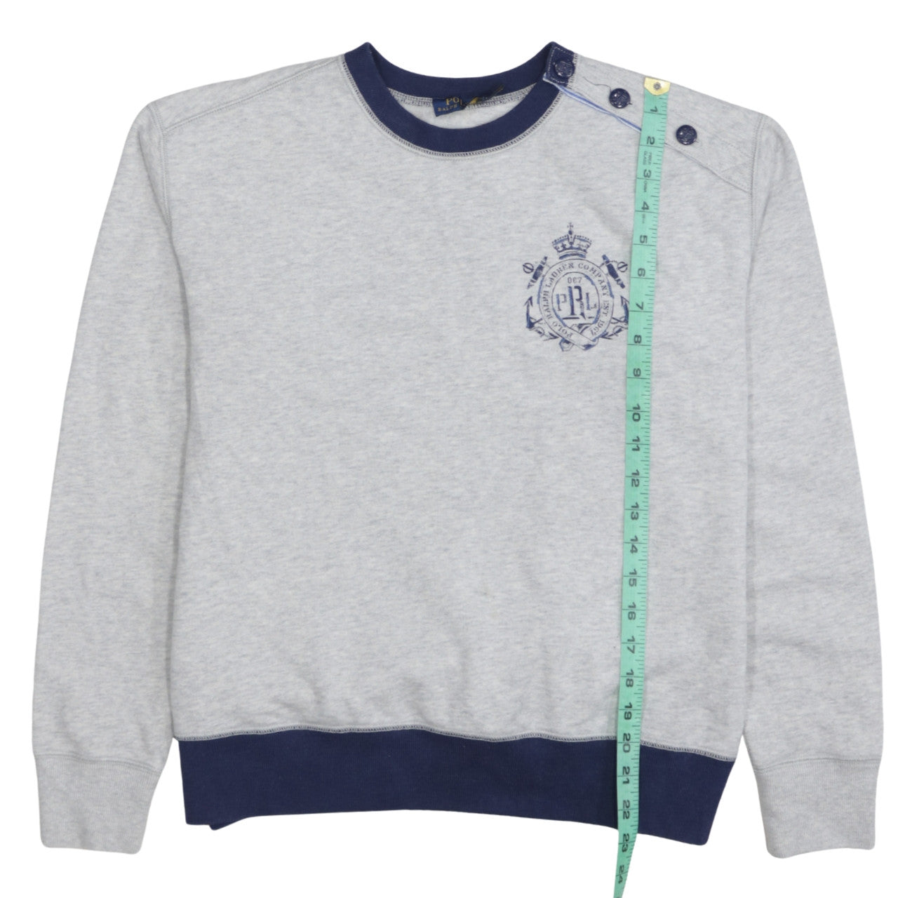 Polo Ralph Lauren Men's Grey Crew Neck Button Sweatshirt Size S