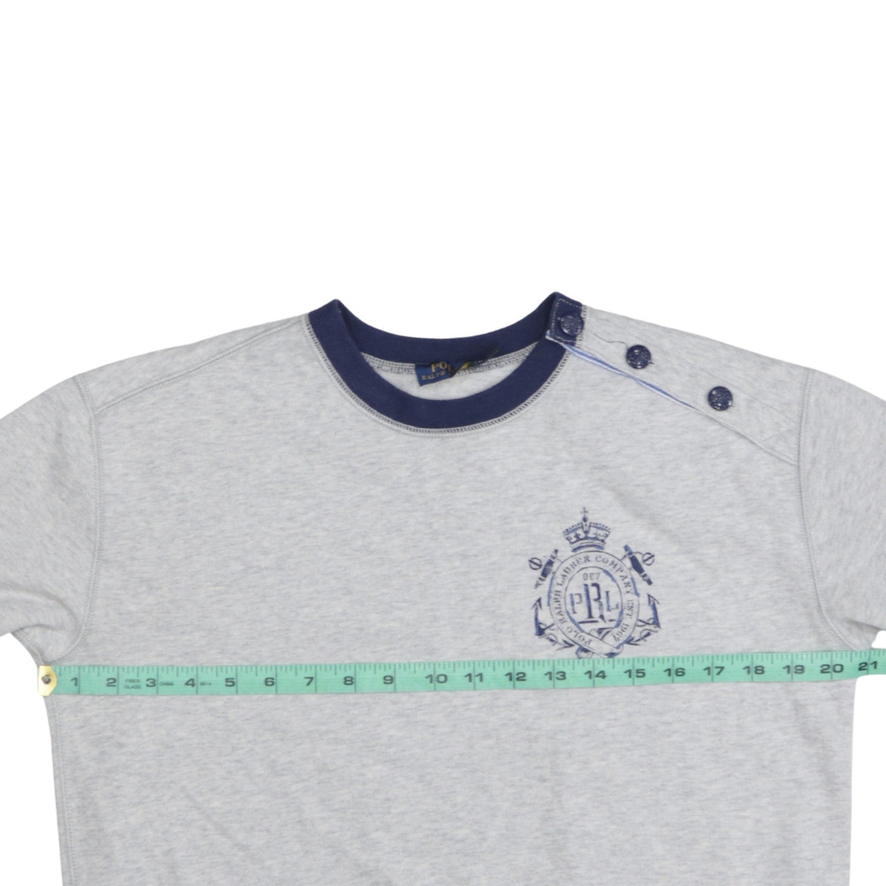 Polo Ralph Lauren Men's Grey Crew Neck Button Sweatshirt Size S