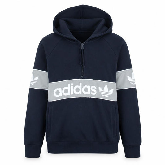 Adidas Women’s Navy Blue 1/2 Zip Logo Hoodie Size L