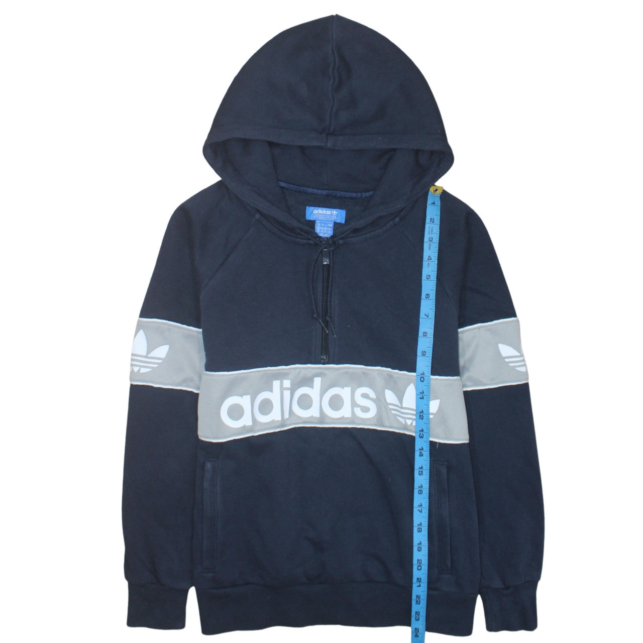 Adidas Women’s Navy Blue 1/2 Zip Logo Hoodie Size L