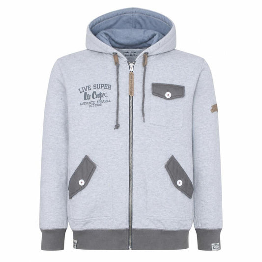 Lee Cooper Men’s Grey Full Zip Hoodie L Vintage Style Sweatshirt