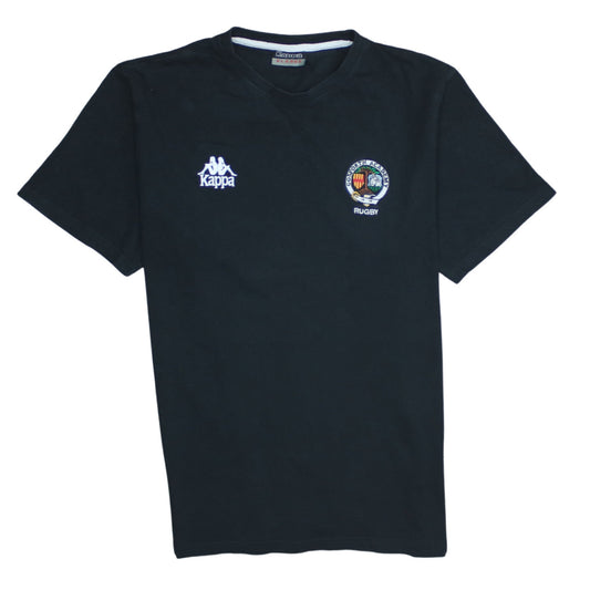 Kappa Men's Black XL Rugby Sports Embroidered Cotton T-Shirt