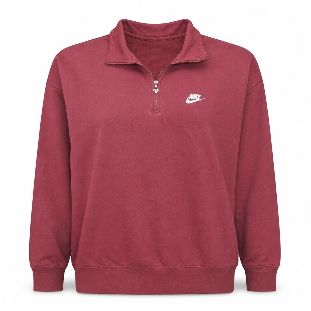 Nike Women Oversized Pink 1/4 Zip Sweatshirt Small Logo Pullover