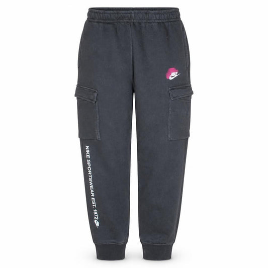 Nike Women's Black Jogger Cargo Sweatpants M Elastic Waist Fleece