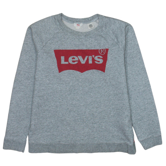 Levi's Women's Grey Small Logo Crew Neck Pullover Sweatshirt