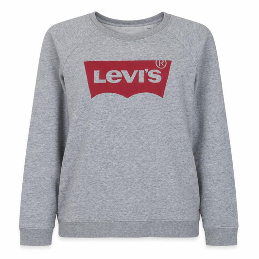 Levi's Women's Grey Small Logo Crew Neck Pullover Sweatshirt