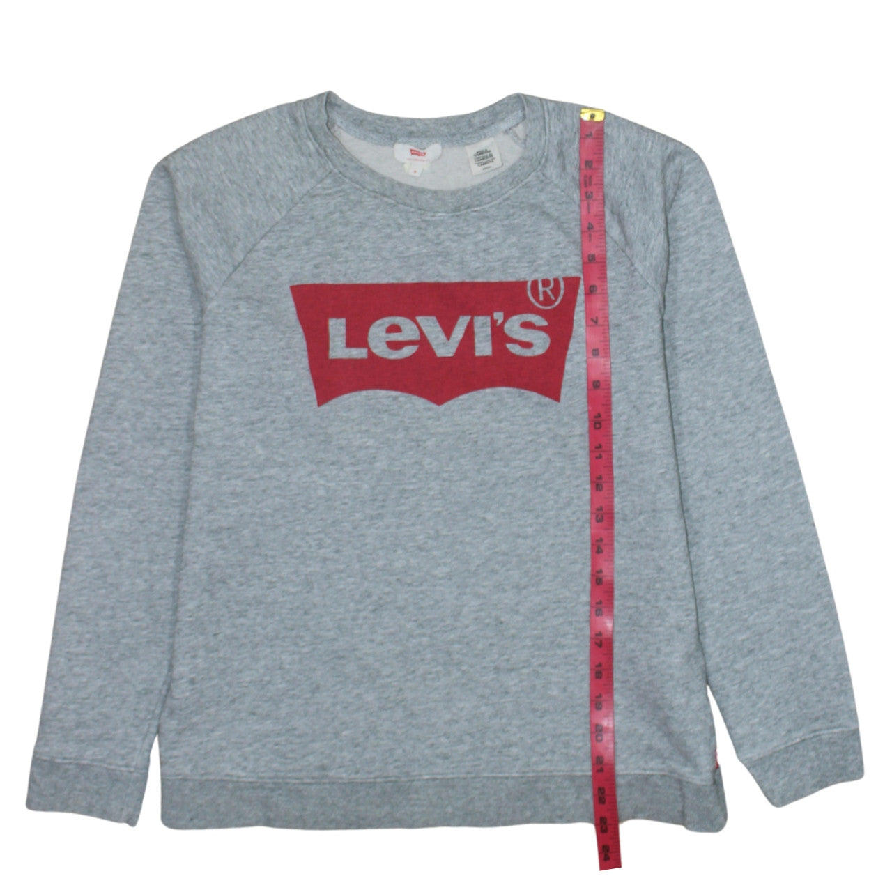 Levi's Women's Grey Small Logo Crew Neck Pullover Sweatshirt
