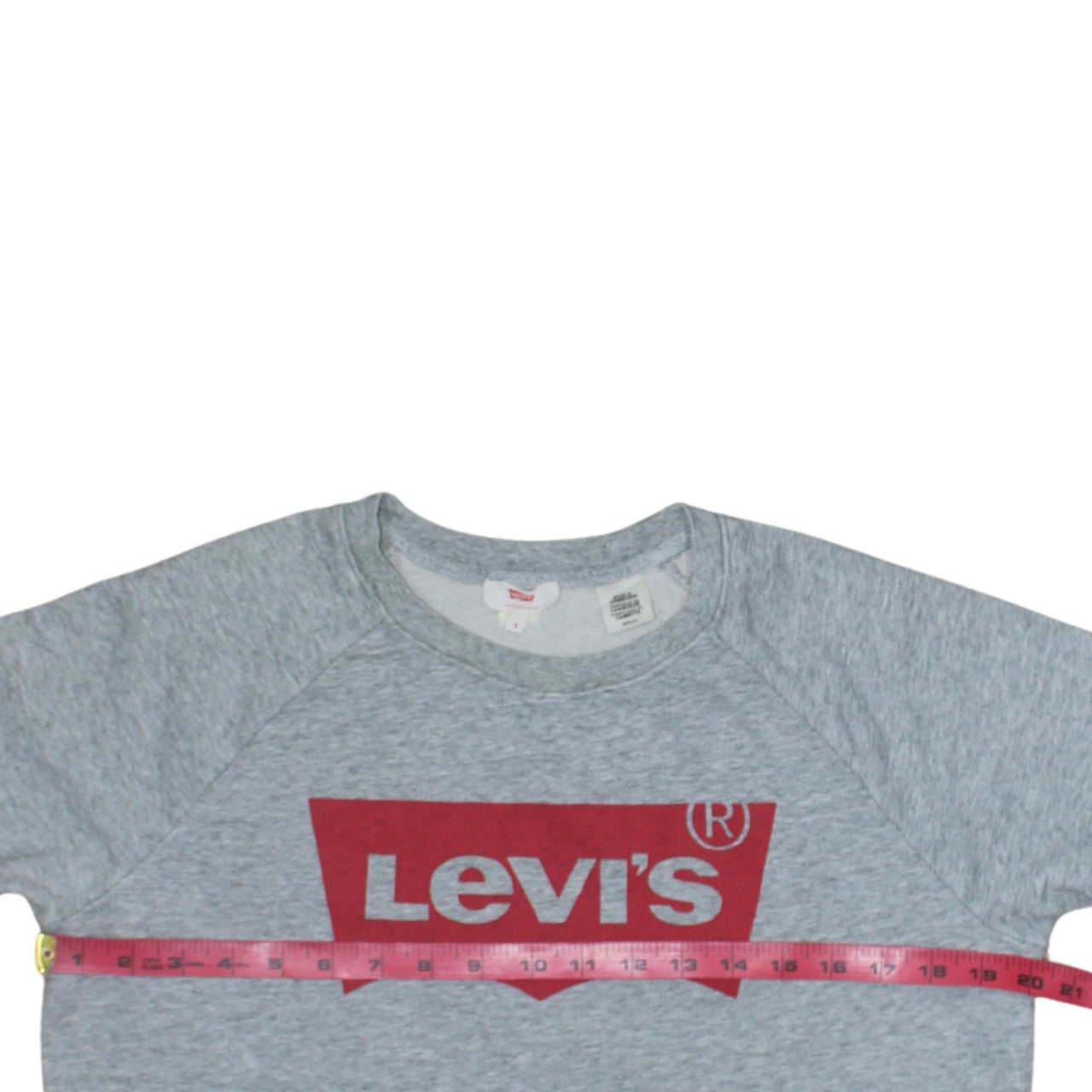 Levi's Women's Grey Small Logo Crew Neck Pullover Sweatshirt