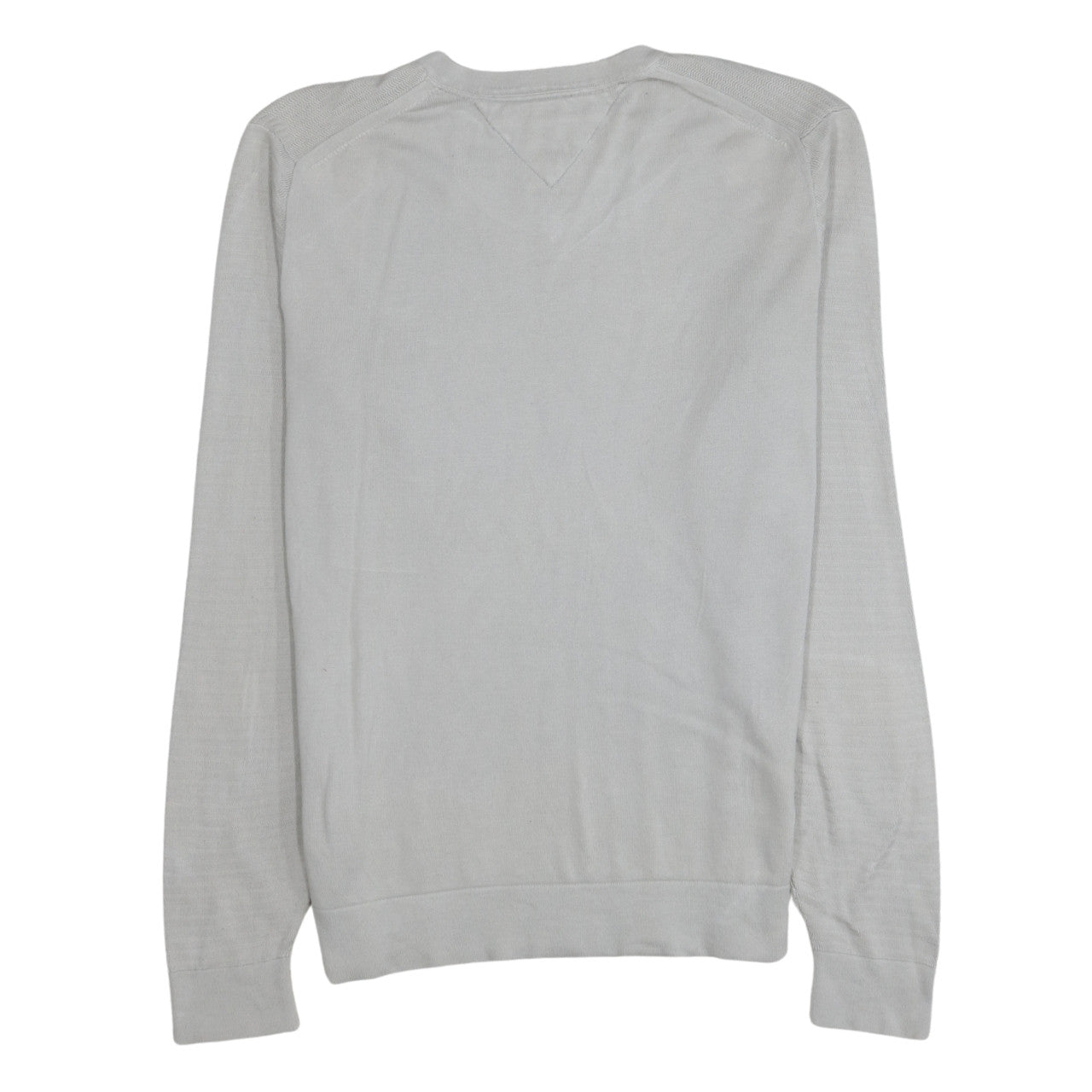Tommy Hilfiger Men's Beige Organic Cotton V-Neck Jumper Size L