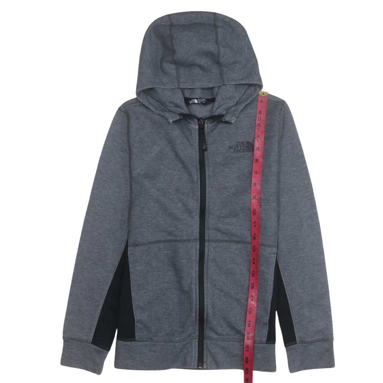 The North Face Boys Grey Full Zip Hoodie Size L Polyester Cotton Blend