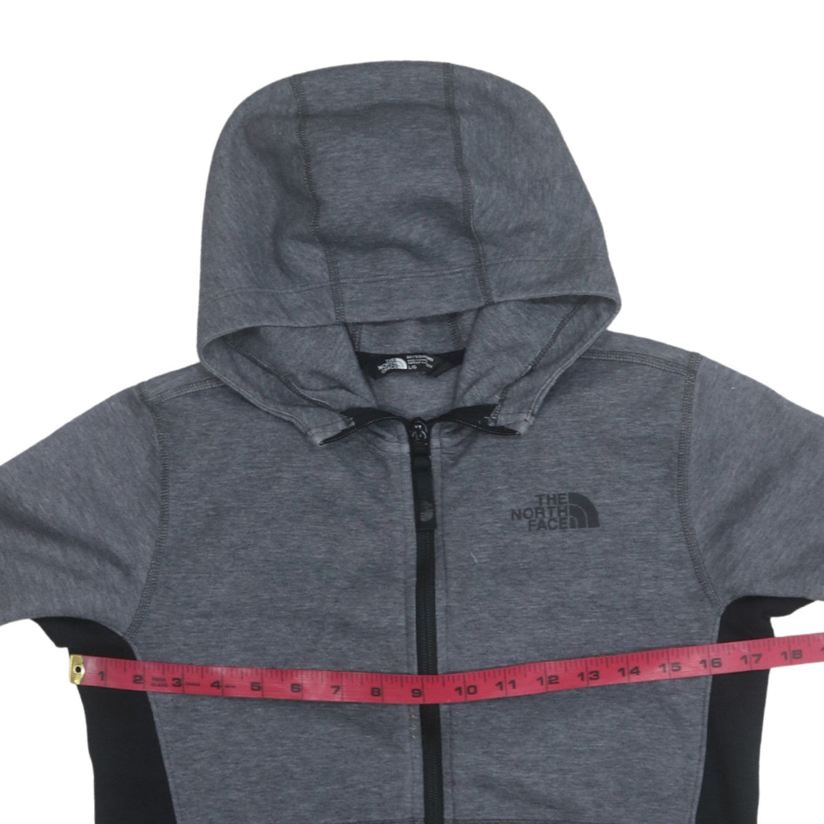 The North Face Boys Grey Full Zip Hoodie Size L Polyester Cotton Blend