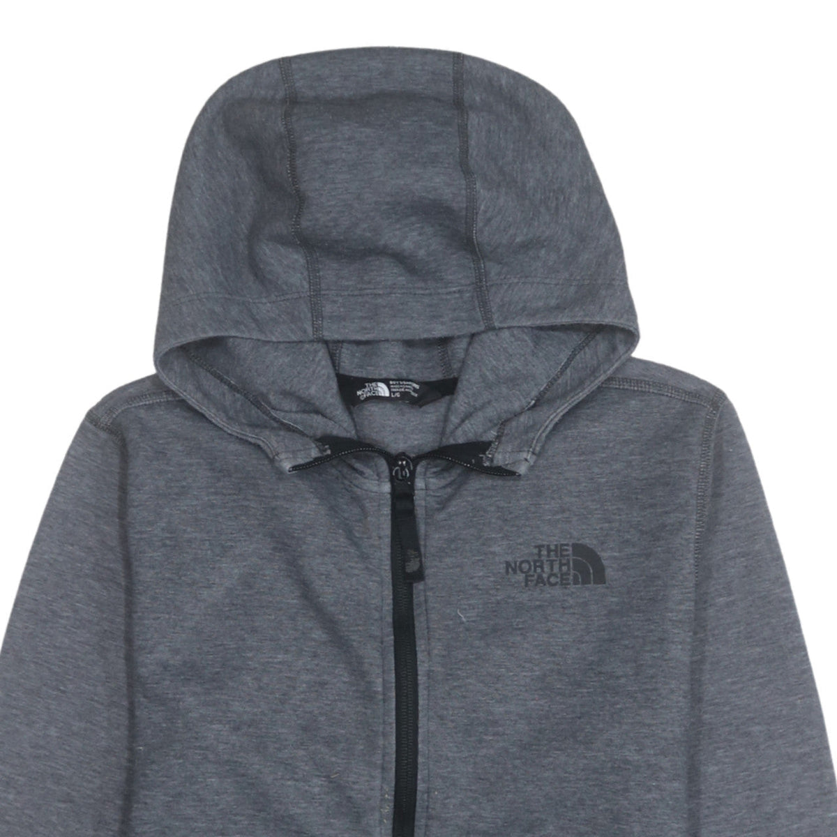 The North Face Boys Grey Full Zip Hoodie Size L Polyester Cotton Blend