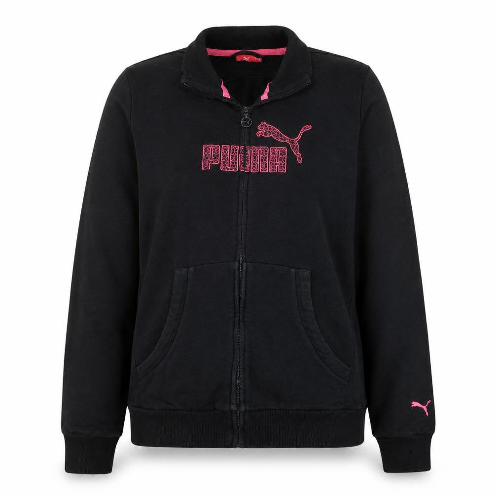 Puma Women's Black Full Zip Sweatshirt Size 16 Logo Athletic Top