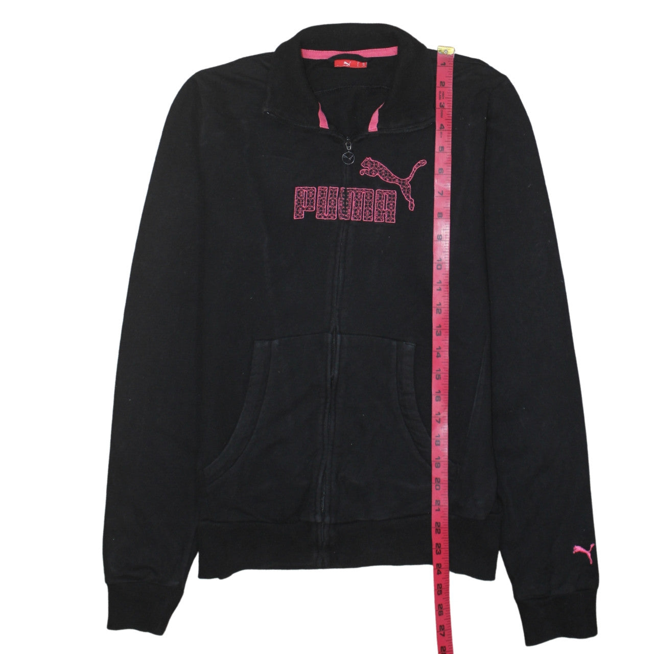 Puma Women's Black Full Zip Sweatshirt Size 16 Logo Athletic Top