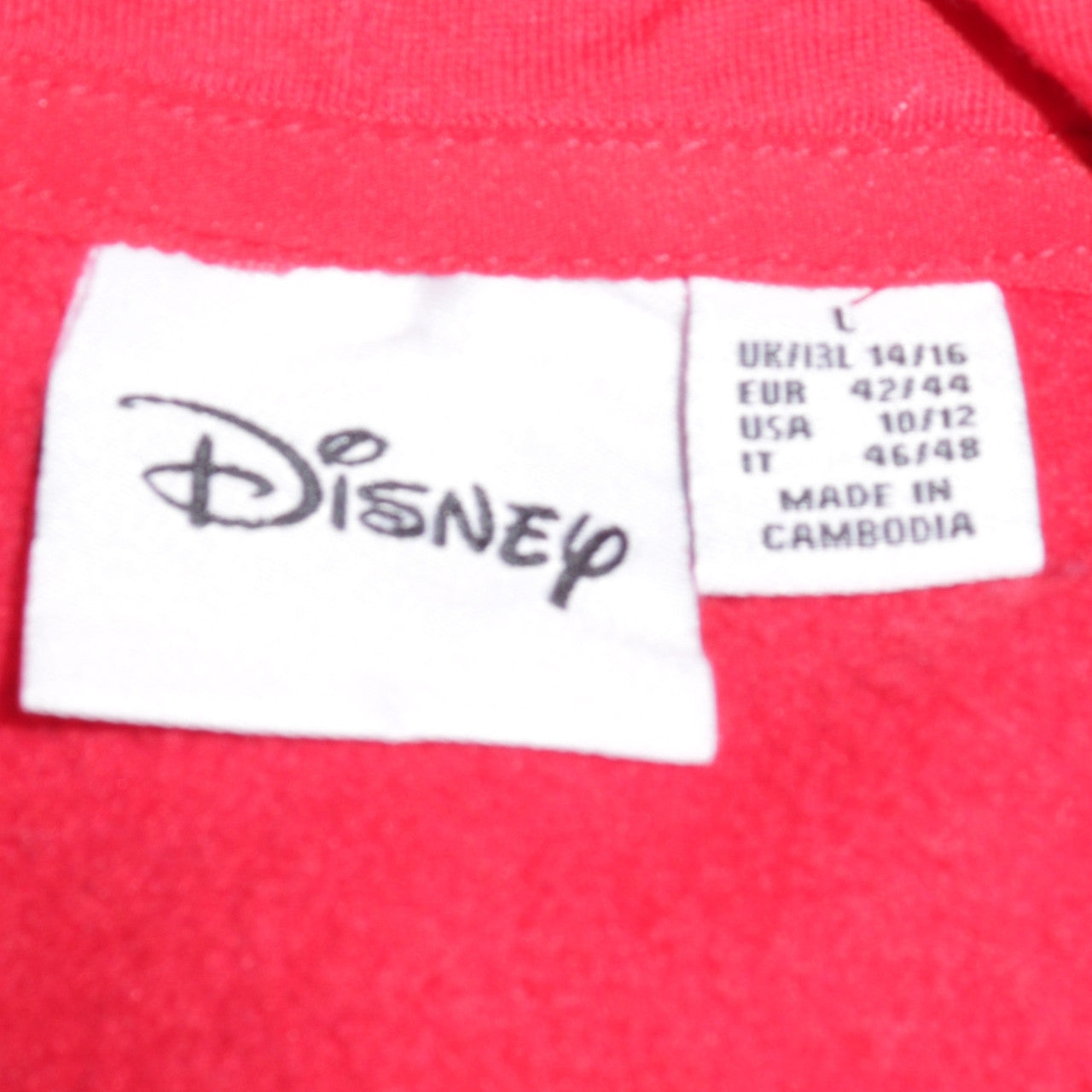 Disney Women Red Hoodie L 14/16 Mickey Hands Heart Print Pullover