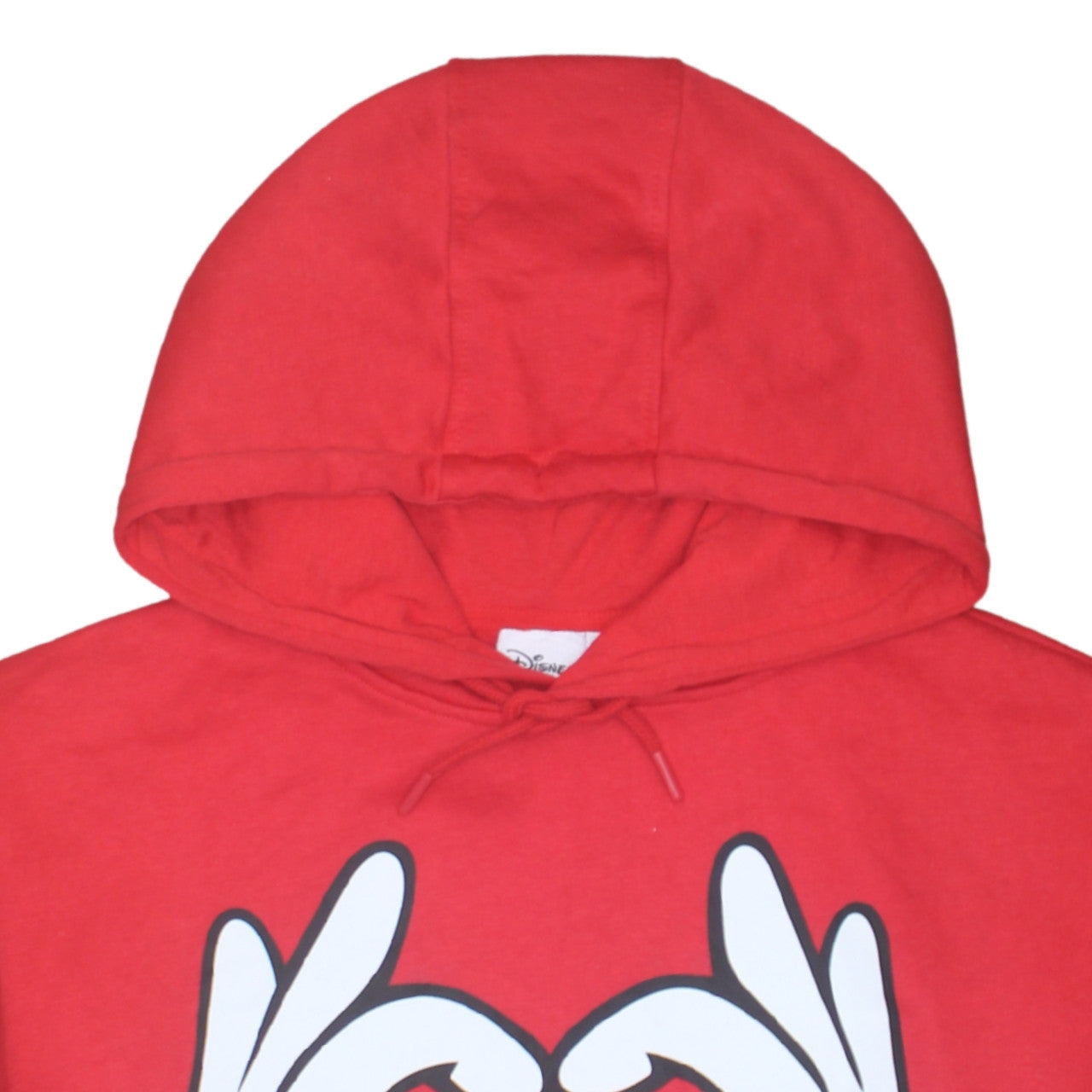 Disney Women Red Hoodie L 14/16 Mickey Hands Heart Print Pullover