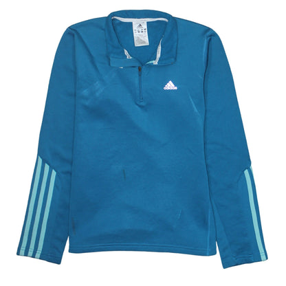 Additional front view of Adidas women’s blue climawarm 1/2 zip pullover sweatshirt uk 14