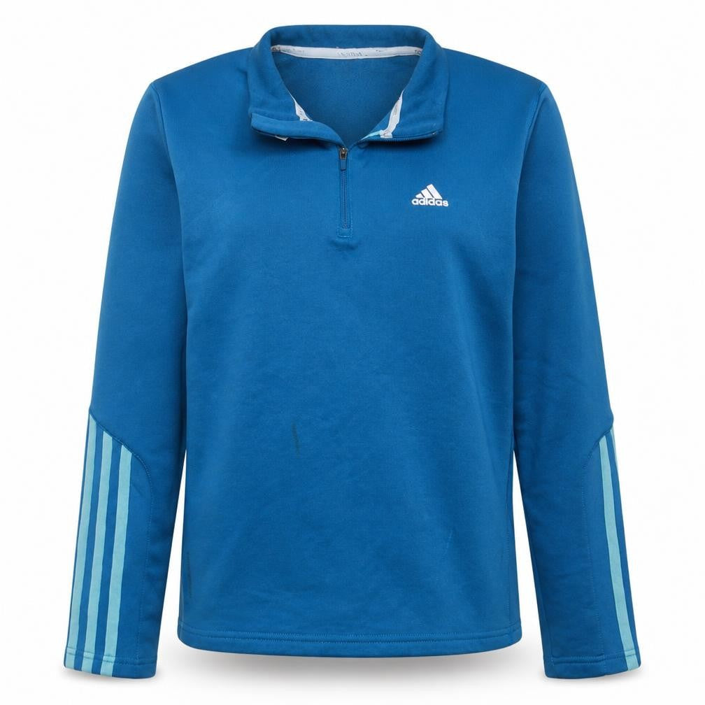 Adidas Womens Blue ClimaWarm 1/2 Zip Pullover Sweatshirt UK 14