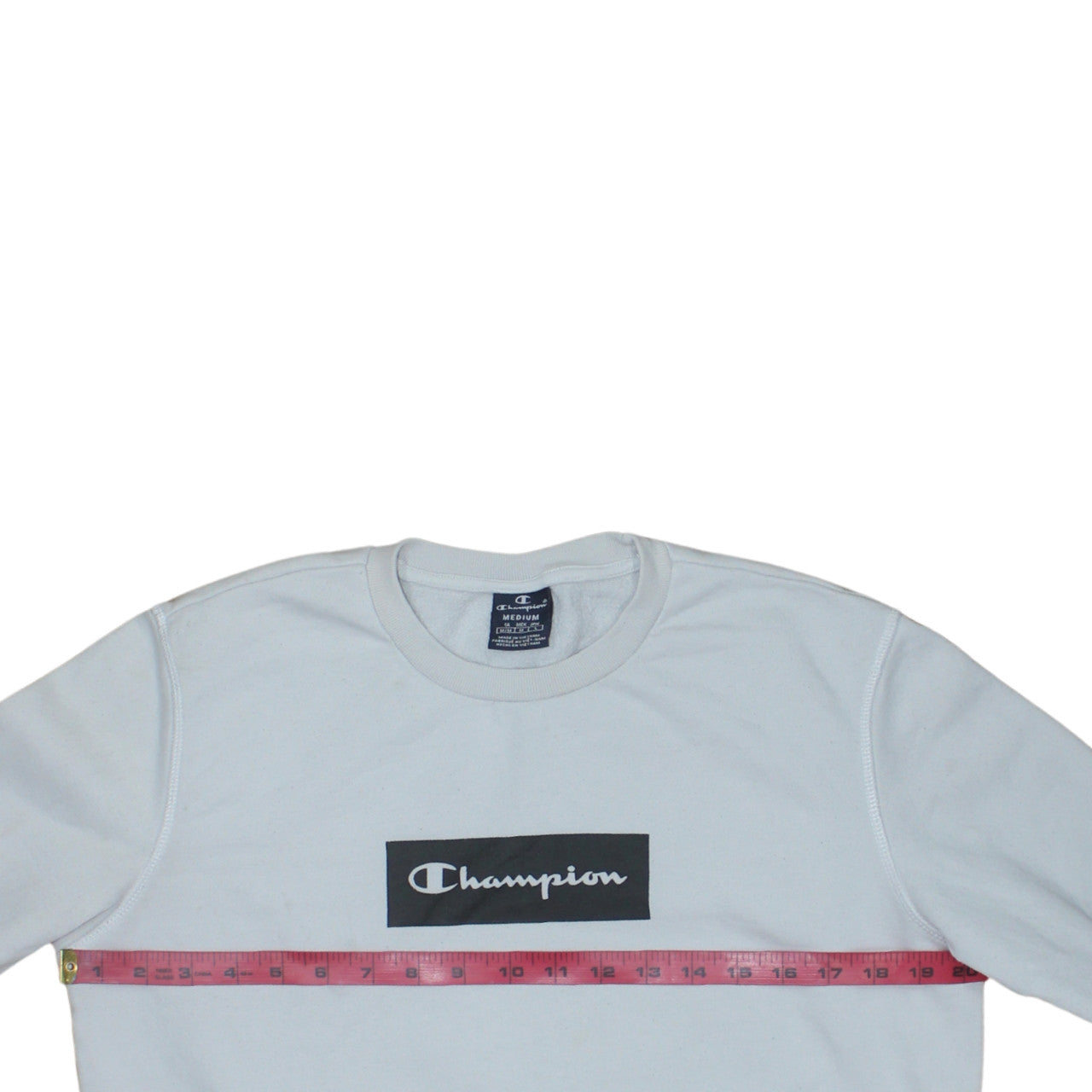 Champion Men's White Logo Pullover Sweatshirt Medium