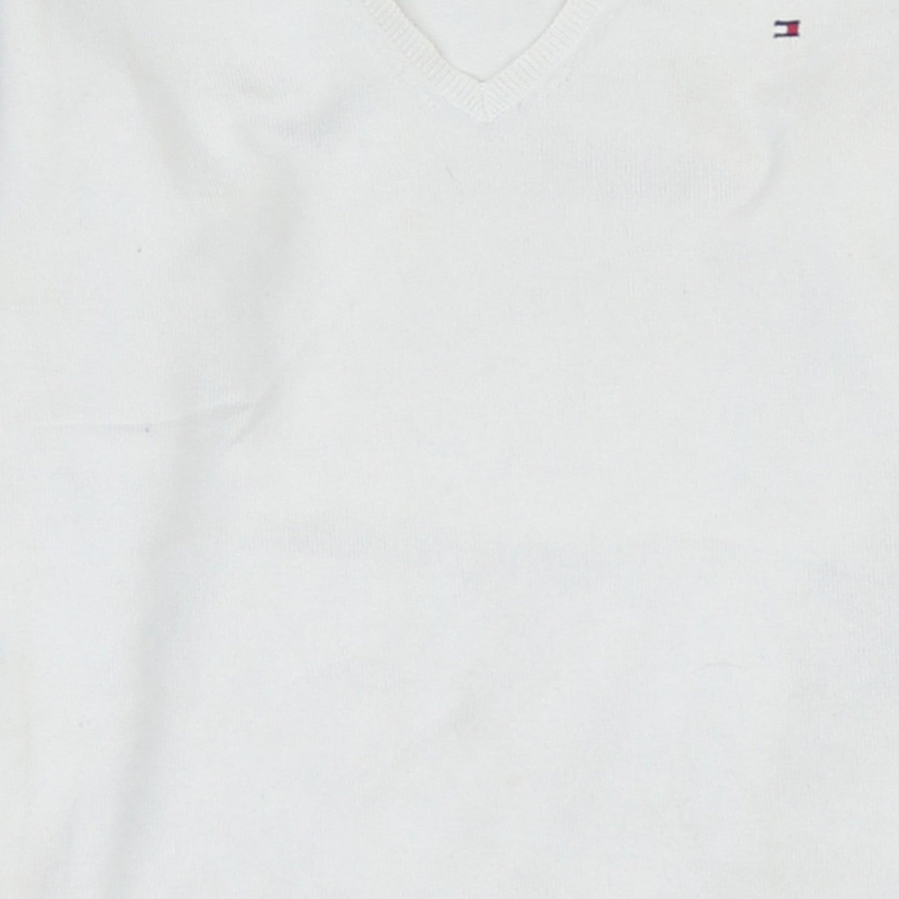 Tommy Hilfiger Women White Cotton V-Neck Long Sleeve Jumper M