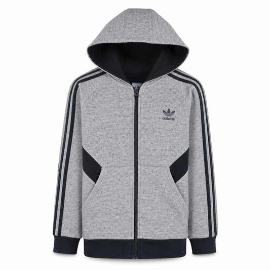 Adidas Boys Grey Full Zip Hoodie 13-14 Years Classic Logo Hooded Sweatshirt