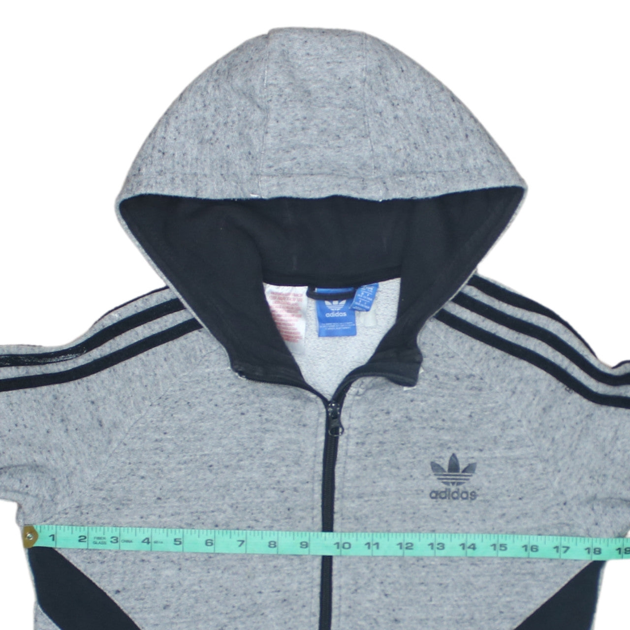 Adidas Boys Grey Full Zip Hoodie 13-14 Years Classic Logo Hooded Sweatshirt