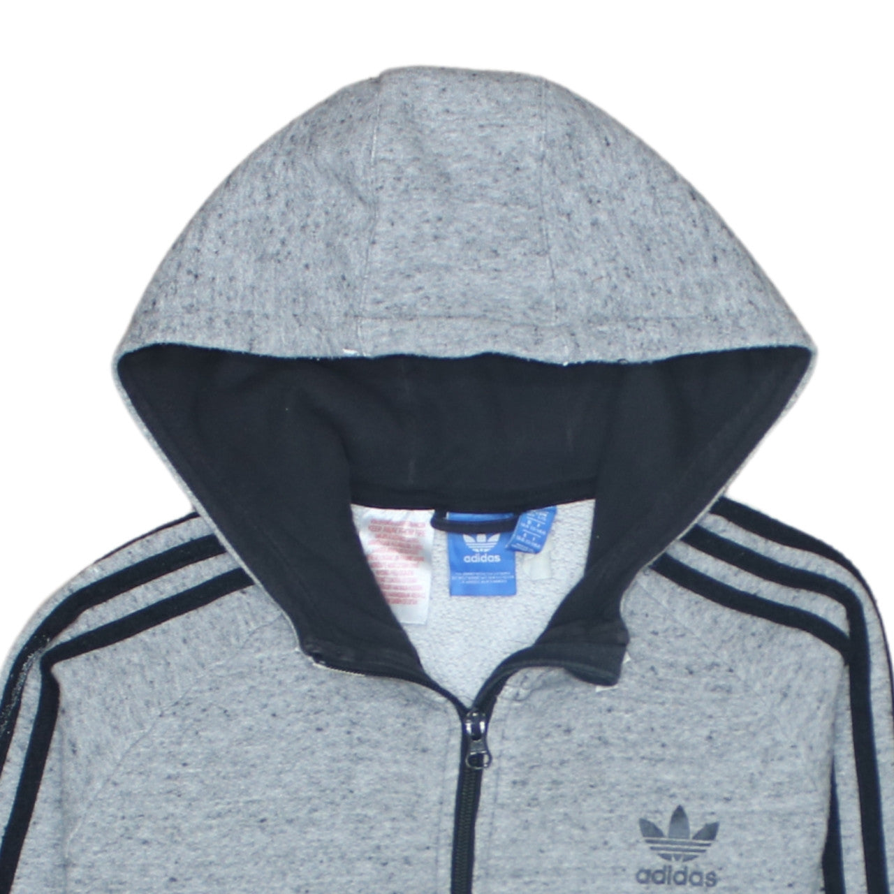 Adidas Boys Grey Full Zip Hoodie 13-14 Years Classic Logo Hooded Sweatshirt