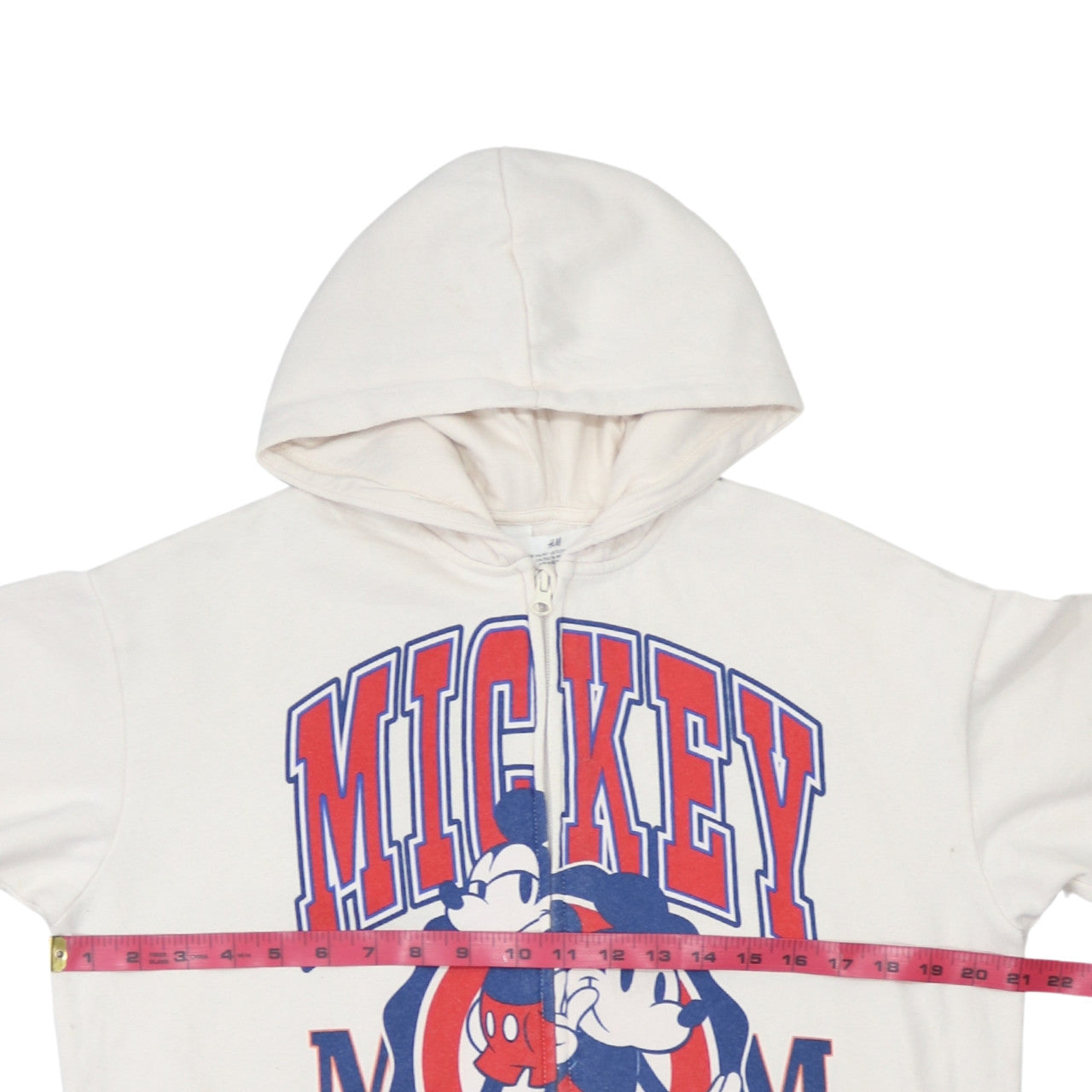 H&M Boys White Full Zip Mickey Mouse Hoodie 10-12 Years Cotton Blend