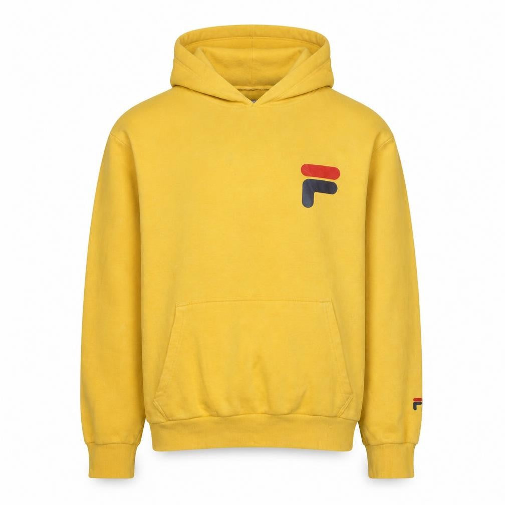 Fila Men’s Yellow XL Pullover Hoodie Logo Graphic Sweatshirt