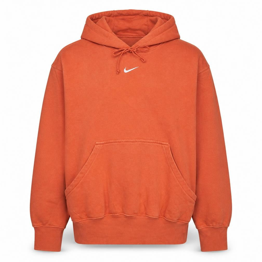 Nike Men's Orange Pullover Hoodie M Logo Fleece Kangaroo Pocket