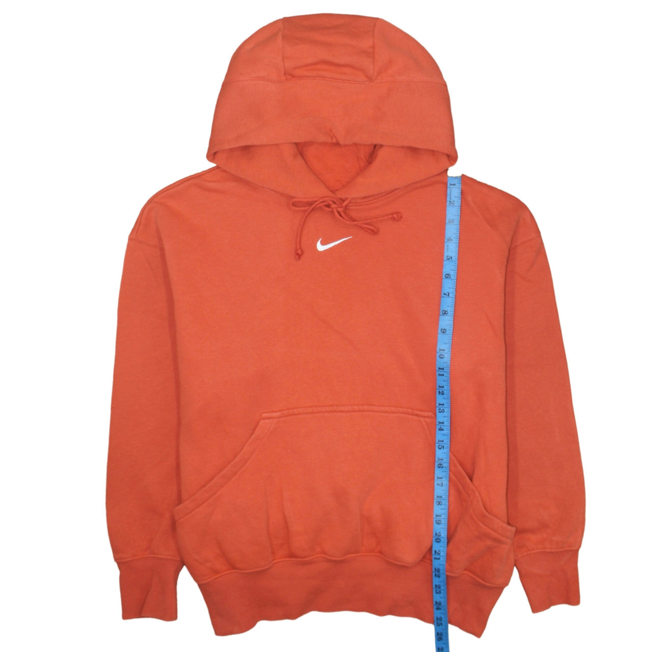 Nike Men's Orange Pullover Hoodie M Logo Fleece Kangaroo Pocket