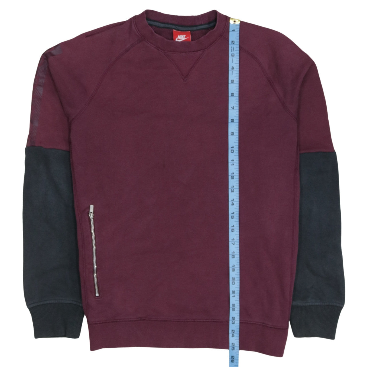 Nike Women's Burgundy Crew Neck Sweatshirt Size M Cotton Blend Zip Pocket