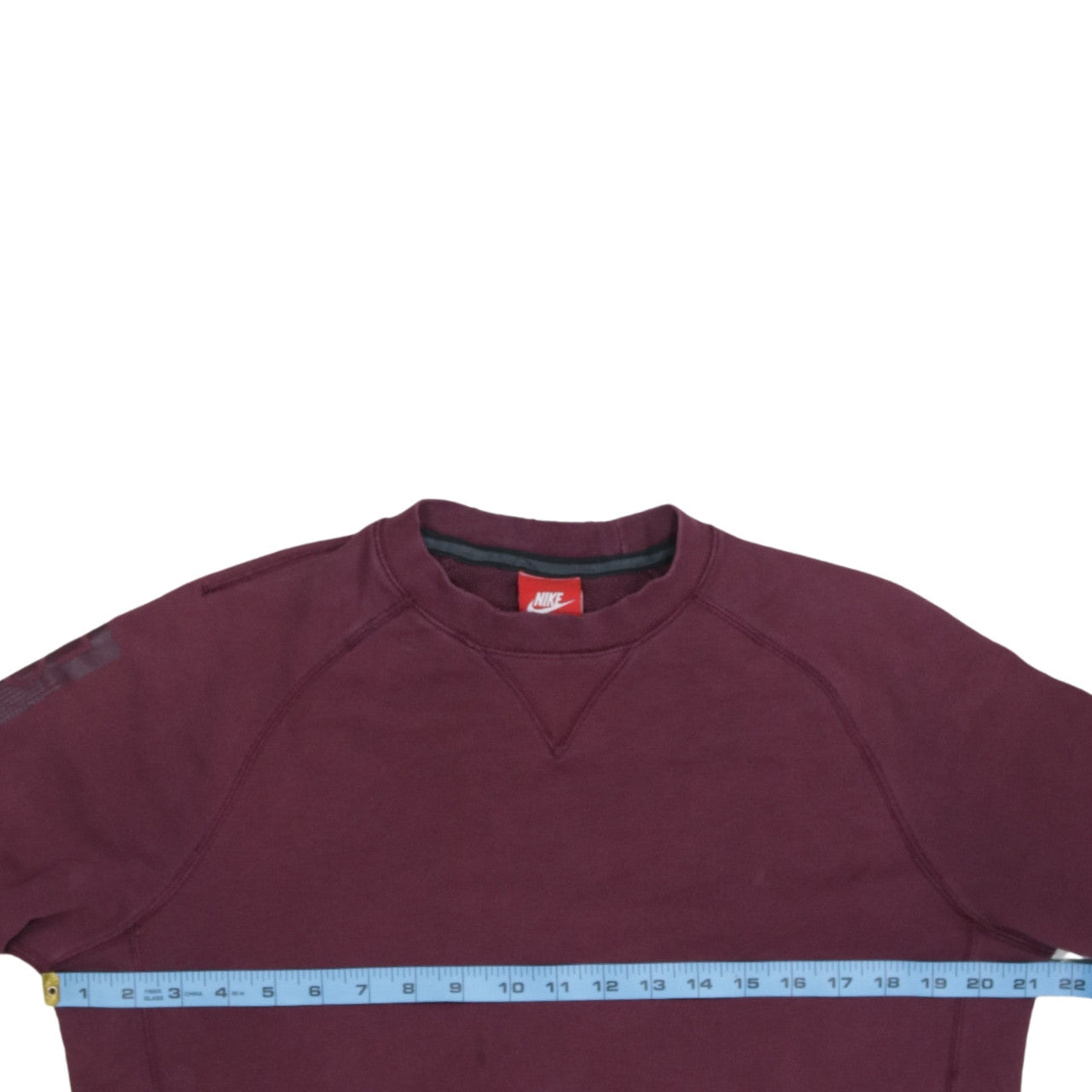 Nike Women's Burgundy Crew Neck Sweatshirt Size M Cotton Blend Zip Pocket
