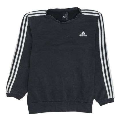 Additional front view of Adidas women’s black crew neck long sleeve pullover sweatshirt, size M
