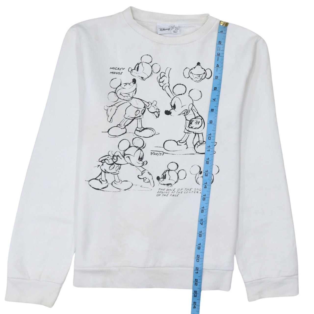 Disney Primark Women White Mickey Mouse Crew Neck Sweatshirt Size S 10/12