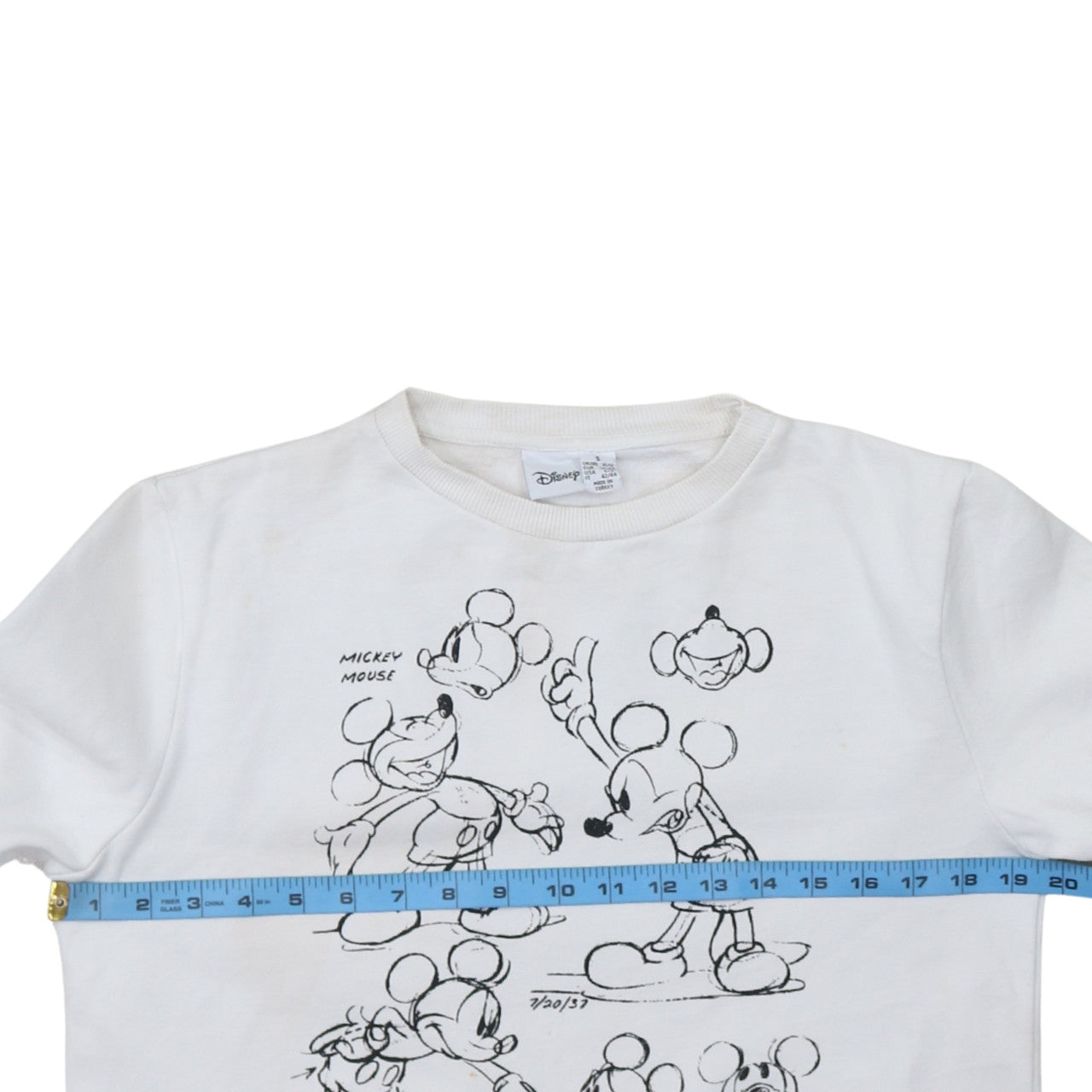 Disney Primark Women White Mickey Mouse Crew Neck Sweatshirt Size S 10/12