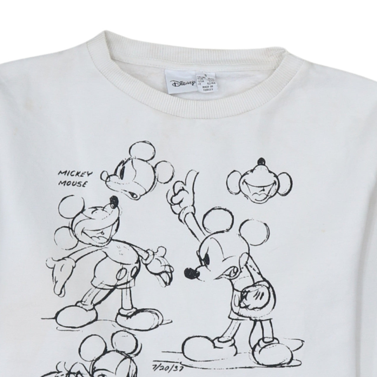Disney Primark Women White Mickey Mouse Crew Neck Sweatshirt Size S 10/12